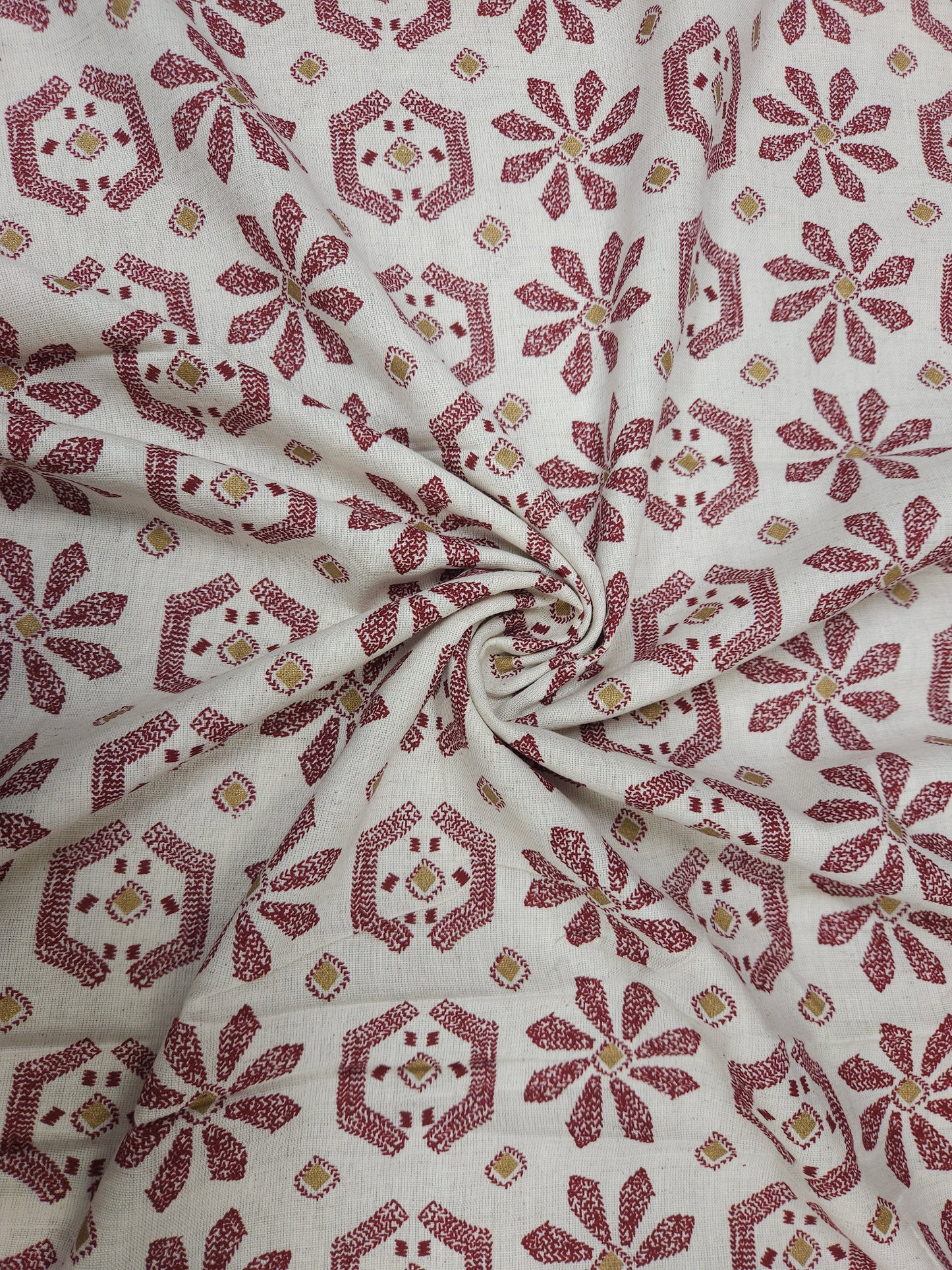 Deep Red Colored Cotton Linen Suit Set