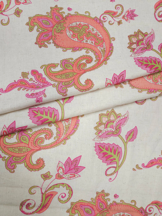 Multicolour Printed Cotton Linen Bottom Suit Set With Kota Check Dupatta