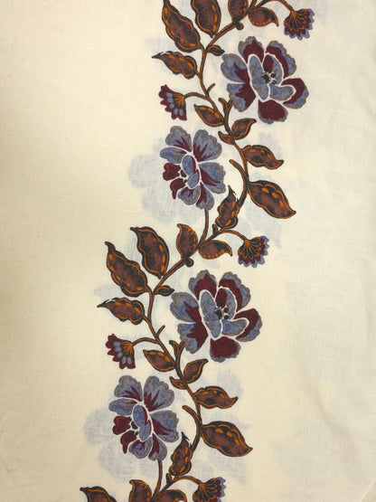 Botanical Floral Print Cotton Linen with Mustard Poplin Bottom Suit Set