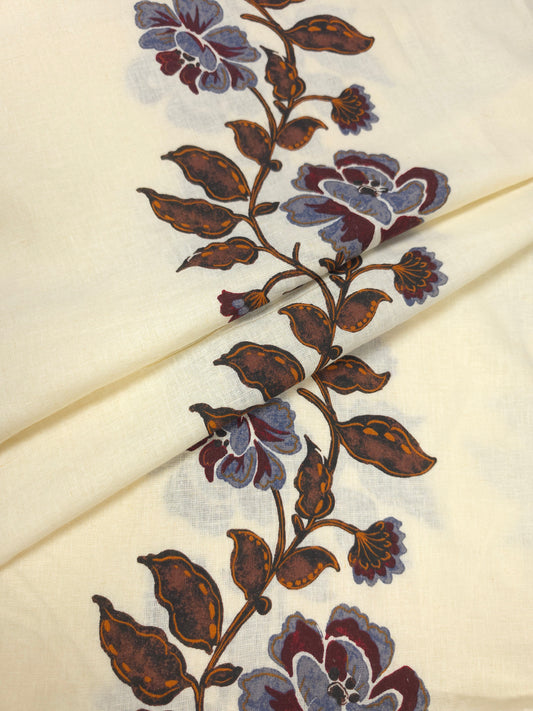 Botanical Printed Cotton Linen Fabric