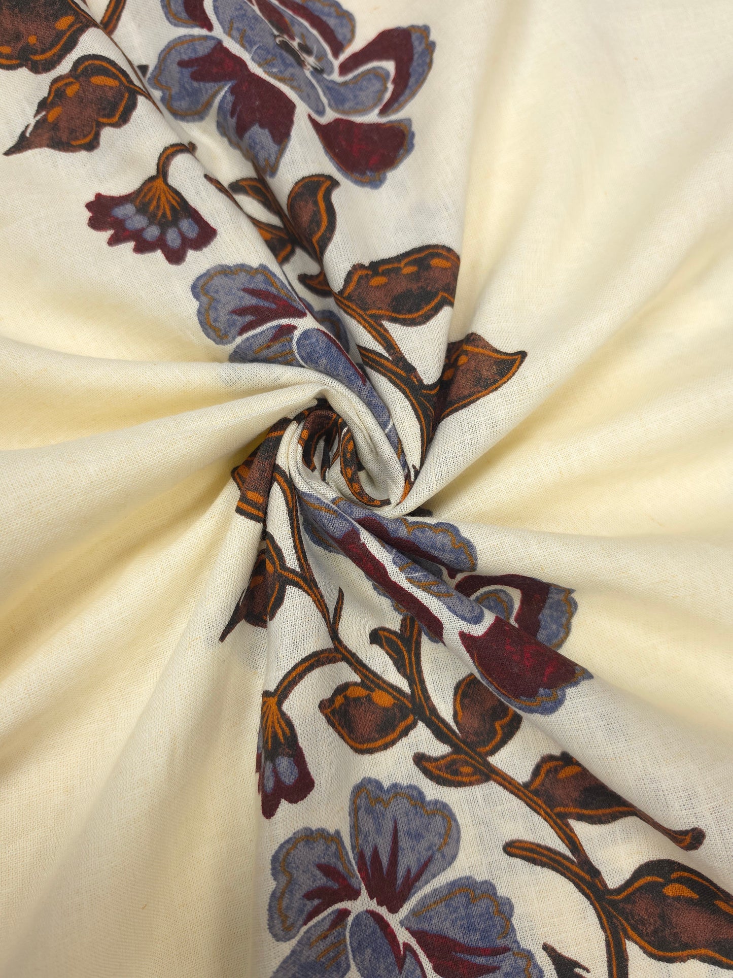 Botanical Floral Print Cotton Linen with Mustard Poplin Bottom Suit Set
