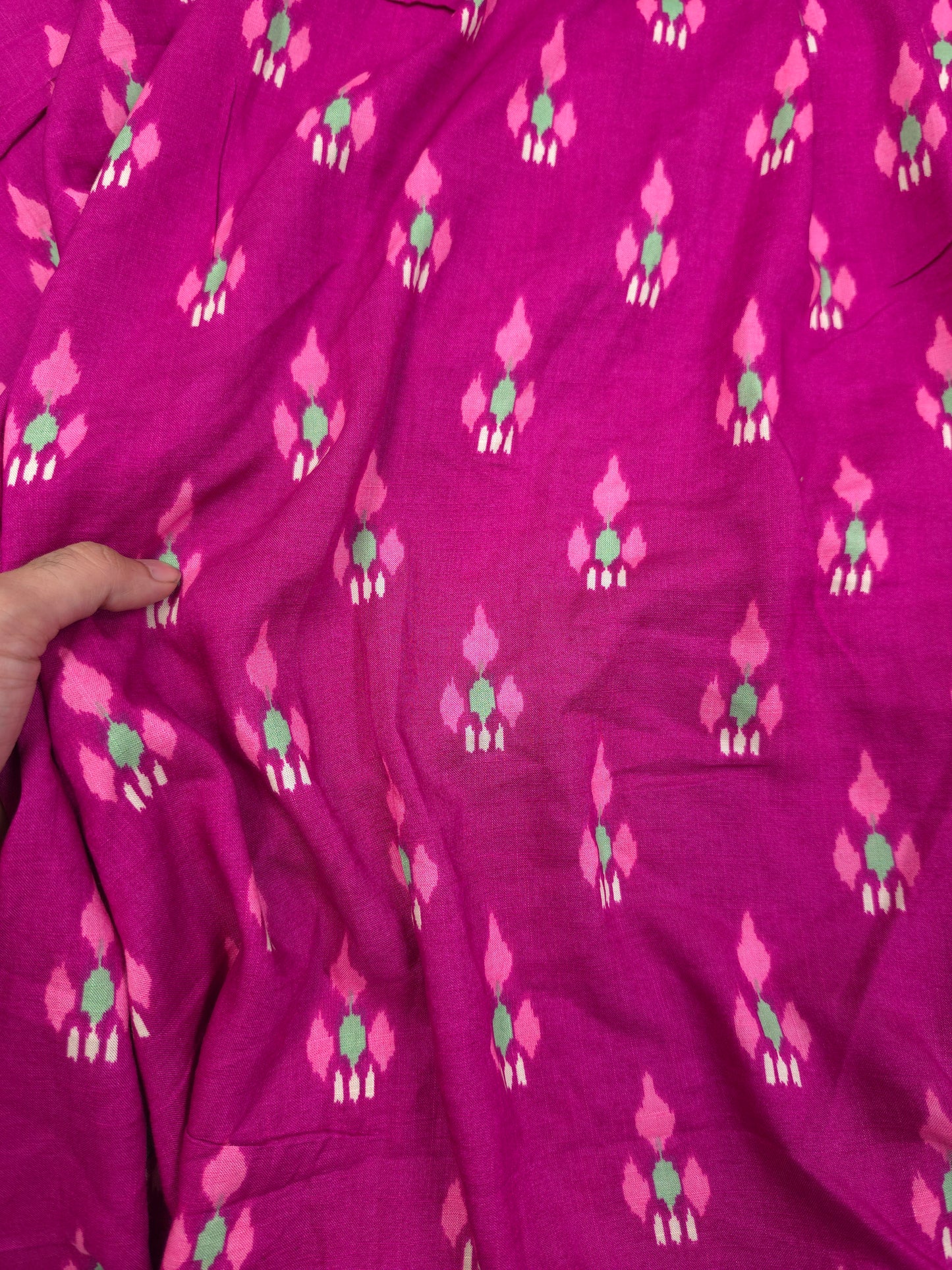 Premium Pink Ikat Border Rayon Fabric 60 Inch Width