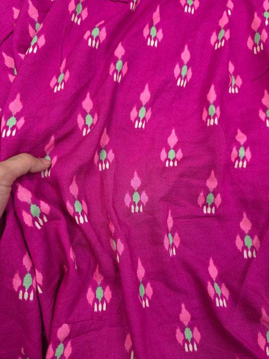 Premium Pink Ikat Border Rayon Fabric 60 Inch Width