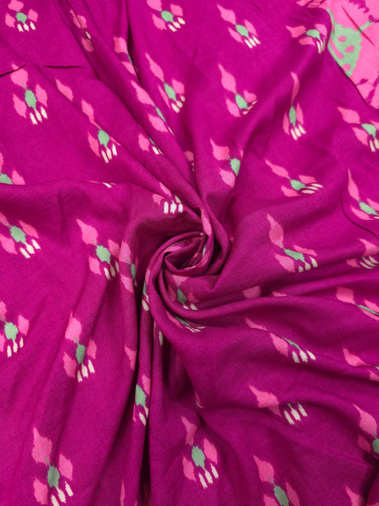 Premium Pink Ikat Border Rayon Fabric 60 Inch Width