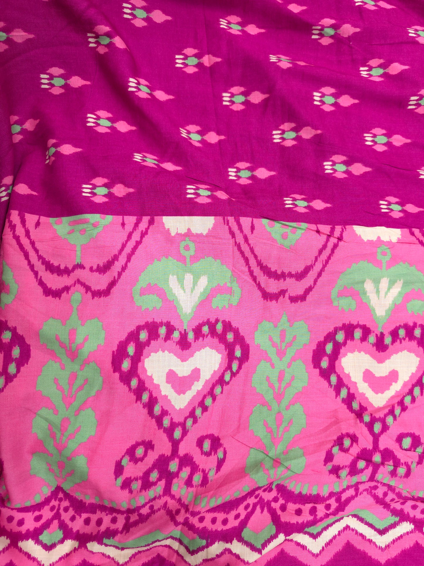 Premium Pink Ikat Border Rayon Fabric 60 Inch Width