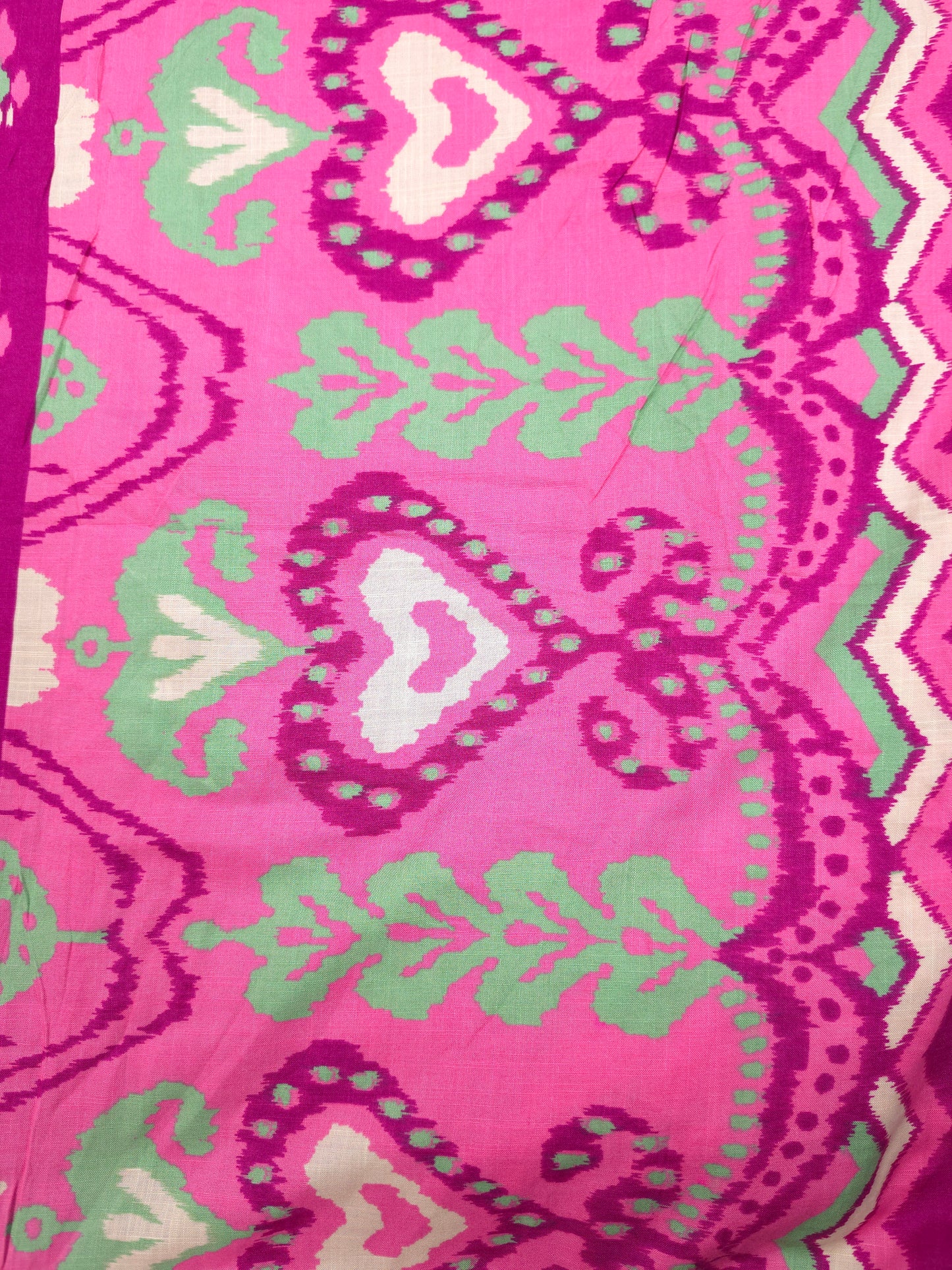Premium Pink Ikat Border Rayon Fabric 60 Inch Width