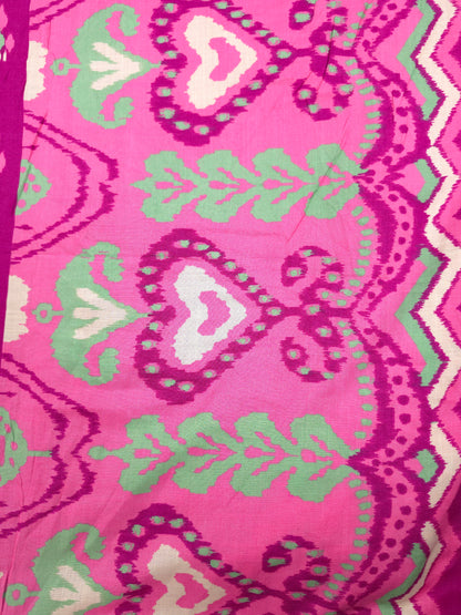 Premium Pink Ikat Border Rayon Fabric 60 Inch Width