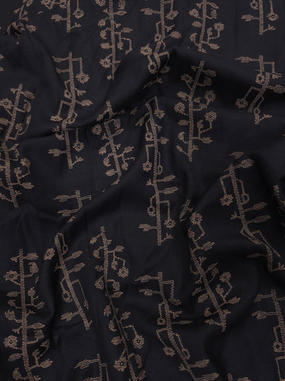 Dried Vines On Black Printed Rayon Fabric – 44 Inch Width