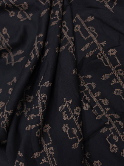 Dried Vines On Black Printed Rayon Fabric – 44 Inch Width