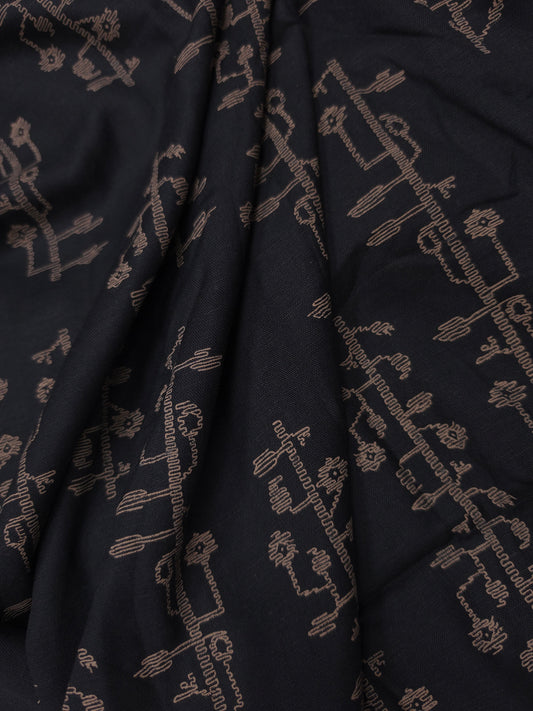 Dried Vines On Black Printed Rayon Fabric – 44 Inch Width