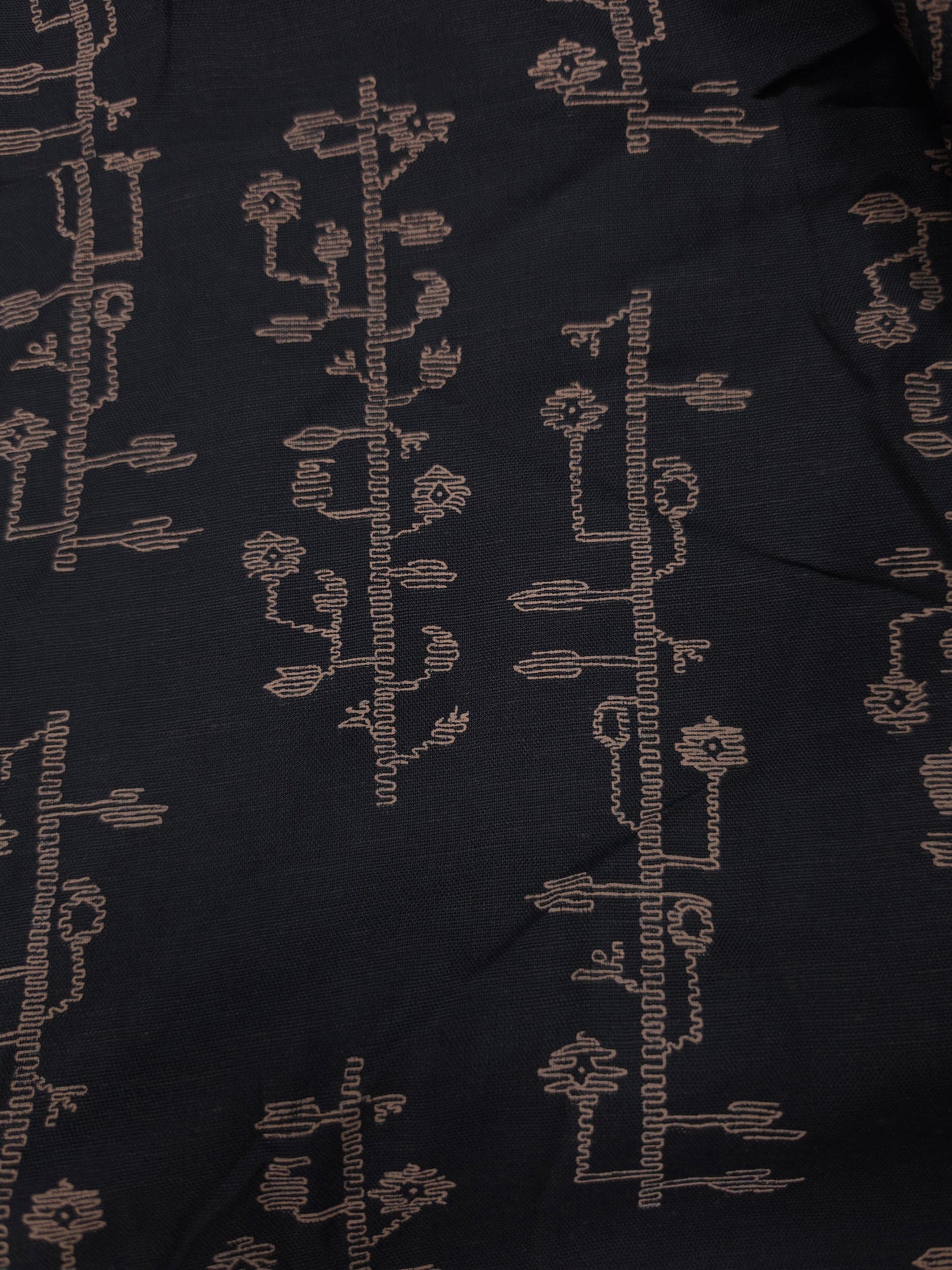 Dried Vines On Black Printed Rayon Fabric – 44 Inch Width