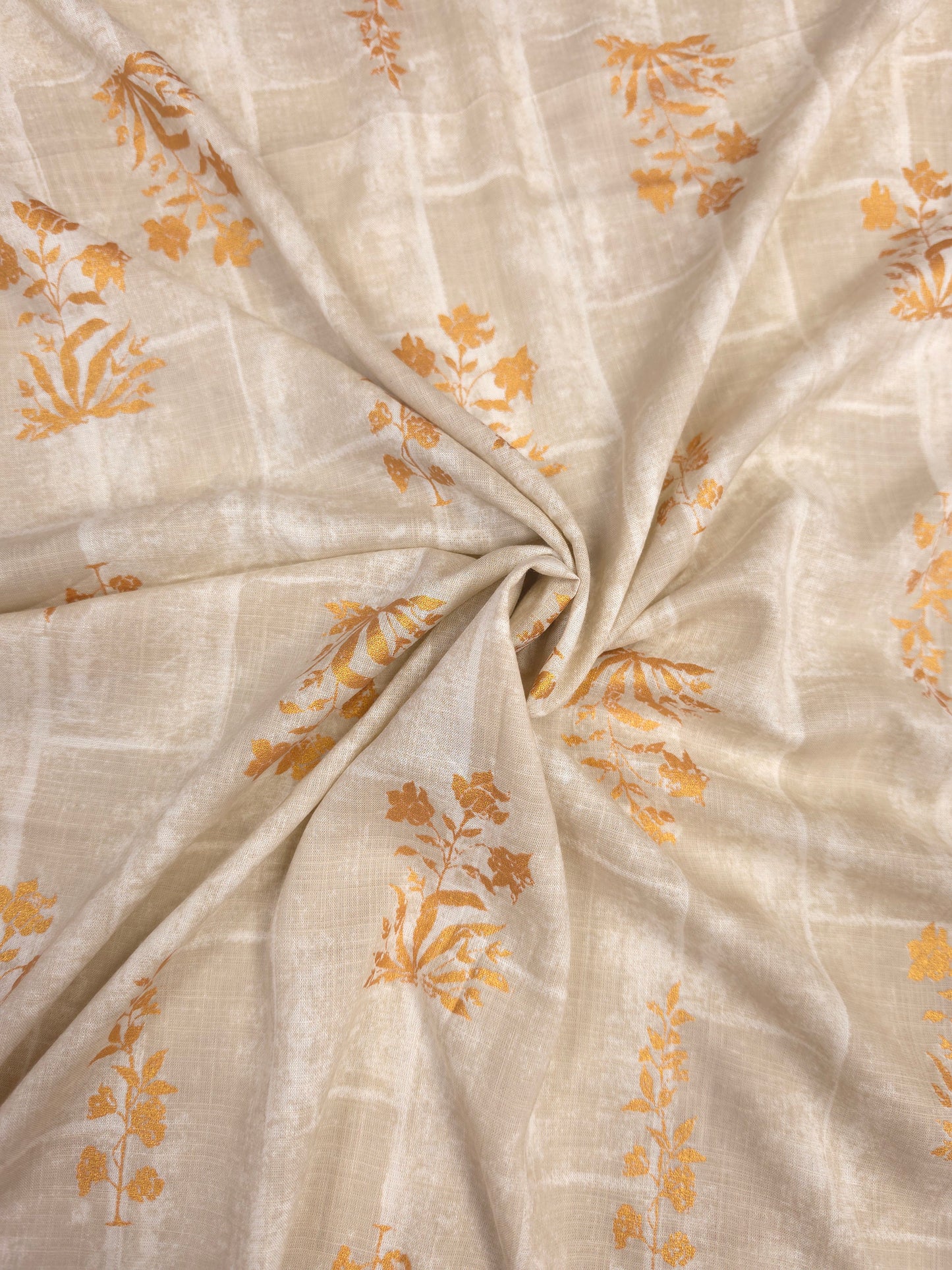 Floral Beige Printed Rayon Fabric – 44 Inch Width