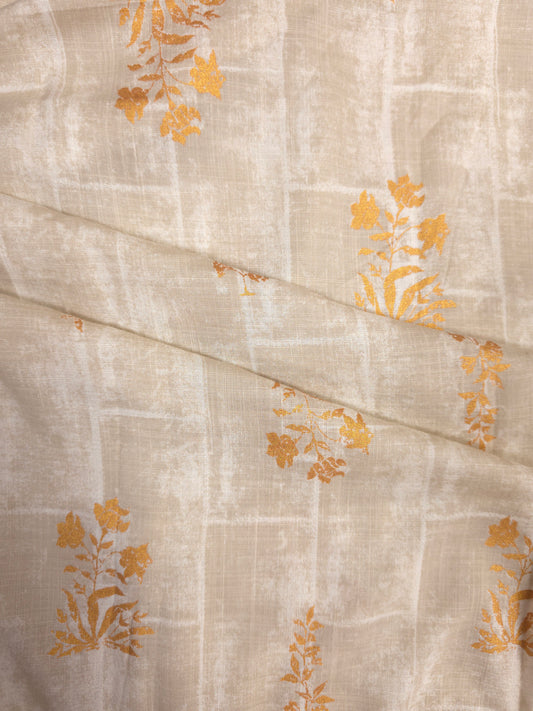 Floral Beige Printed Rayon Fabric – 44 Inch Width