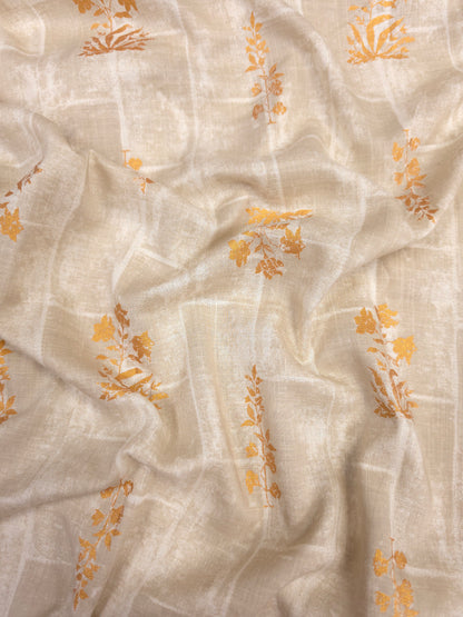 Floral Beige Printed Rayon Fabric – 44 Inch Width
