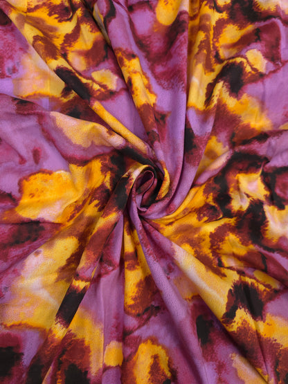 Yellow & Lavender Printed Rayon Fabric – 44 Inch Width