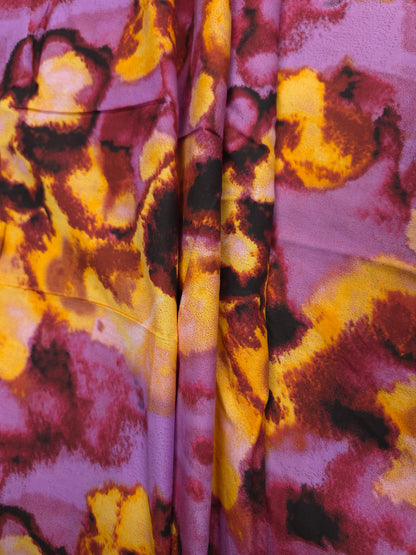 Yellow & Lavender Printed Rayon Fabric – 44 Inch Width