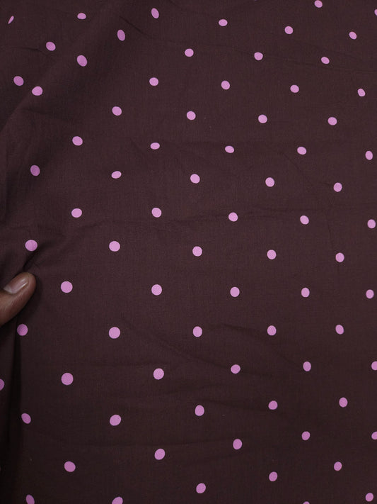 Chocolate Brown Poplin Cotton with Pink Polka Dots – 60" Wide