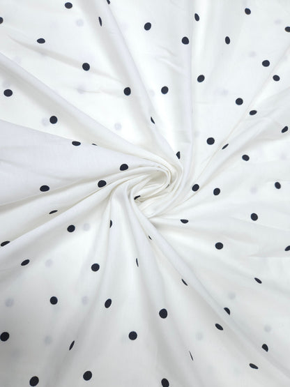 Classic White & Black Polka Dot Poplin Cotton Fabric