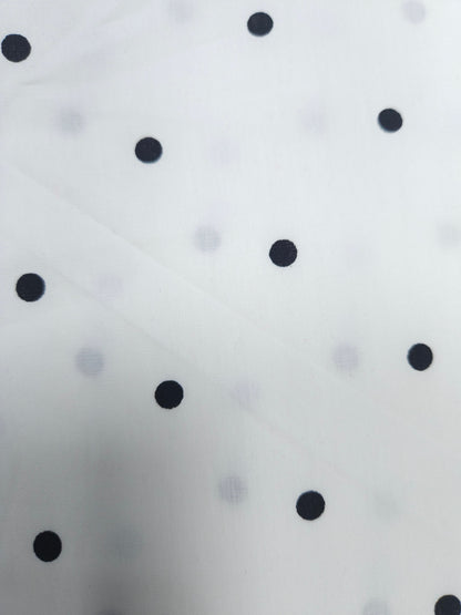 Classic White & Black Polka Dot Poplin Cotton Fabric