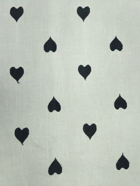 Heart Embroidery Cotton Fabric | 44 Inch Width
