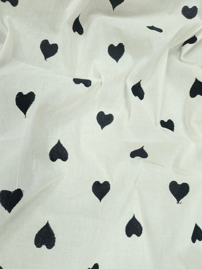 Black Heart Embroidery Cotton with Border Embroidery Suit Set