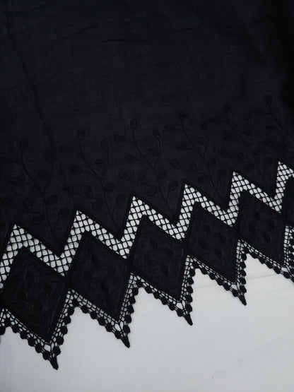 Black Heart Embroidery Cotton with Border Embroidery Suit Set