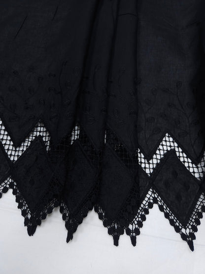 Black Heart Embroidery Cotton with Border Embroidery Suit Set