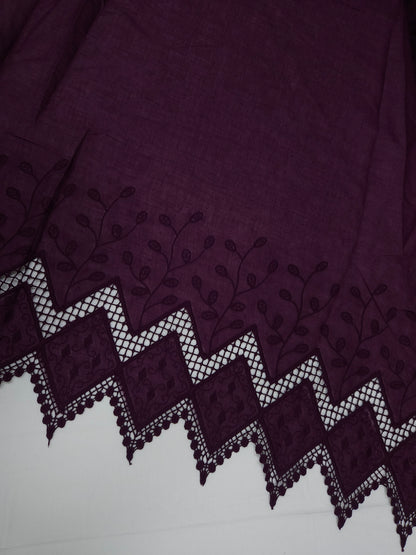 Plum Heart Embroidery Cotton Suit Set | 44 Inch Width