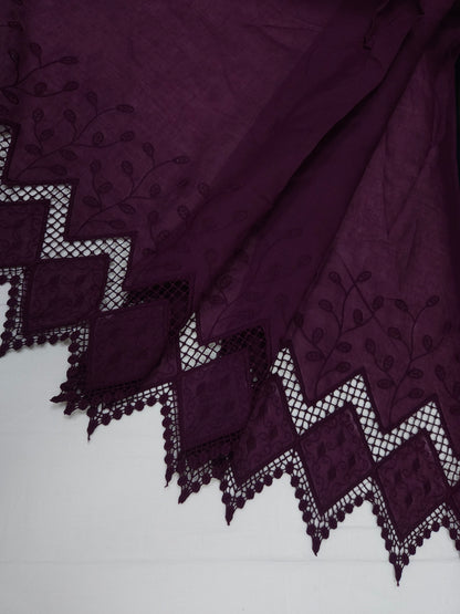 Plum Heart Embroidery Cotton Suit Set | 44 Inch Width