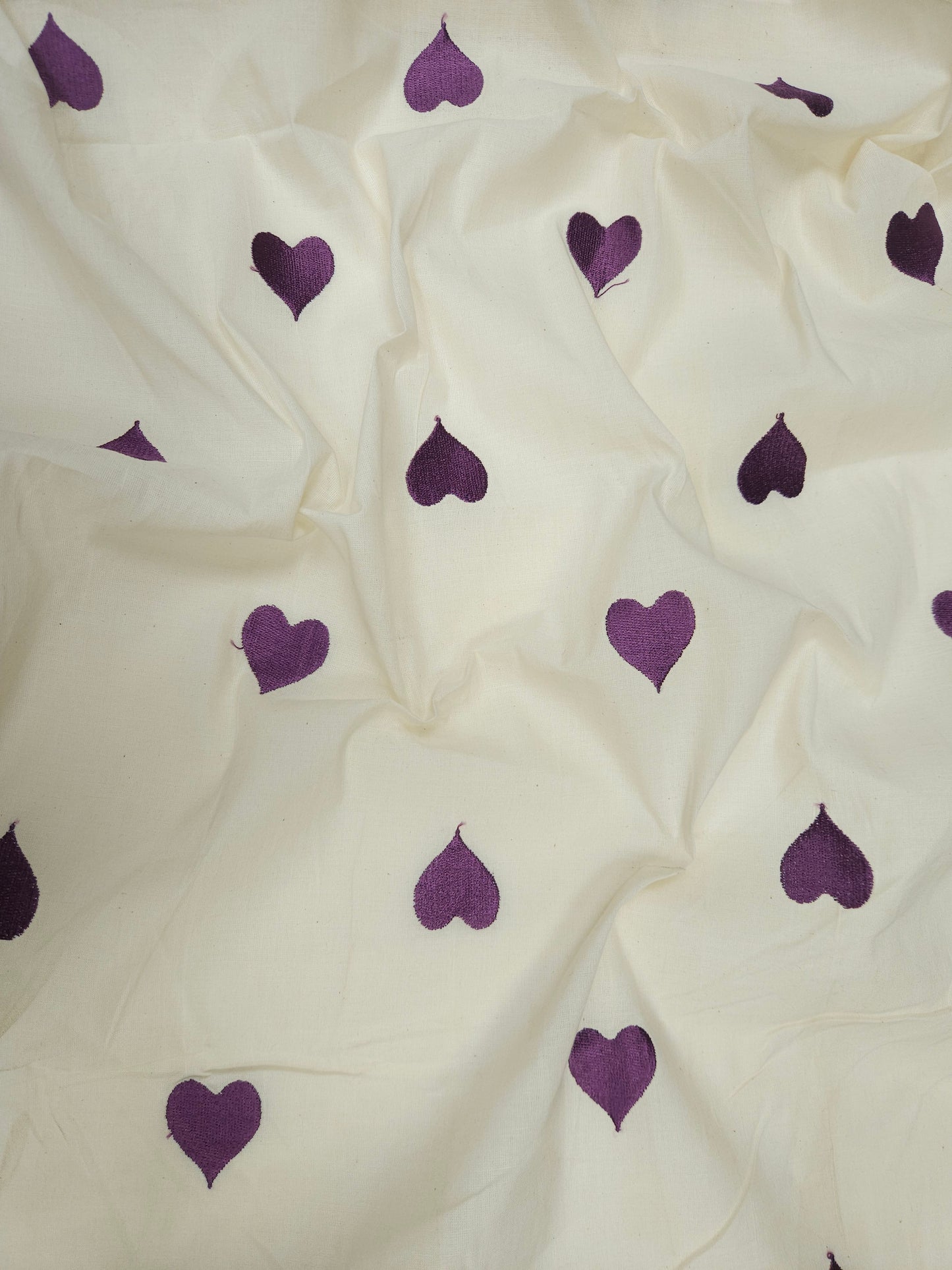 Plum Heart Embroidery Cotton Suit Set | 44 Inch Width