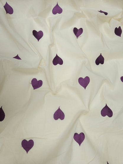 Plum Heart Embroidery Cotton Suit Set | 44 Inch Width