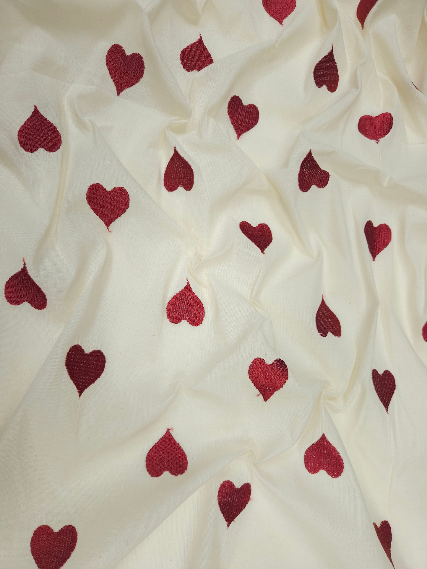 Wine Heart Embroidery Cotton Suit Set | 44 Inch Width
