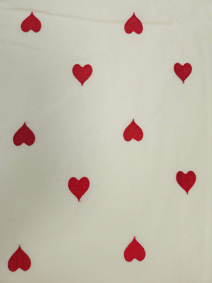 Red Heart Embroidery Cotton Suit Set | 44 Inch Width