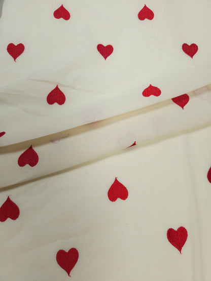 Red Heart Embroidery Cotton Suit Set | 44 Inch Width