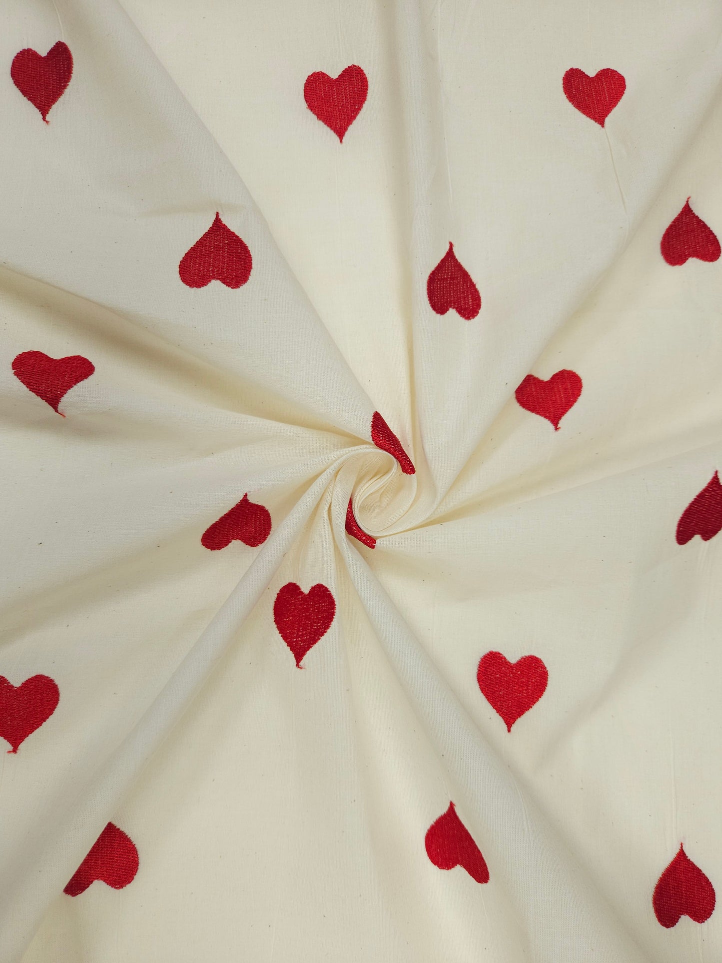 Red Heart Embroidery Cotton Suit Set | 44 Inch Width