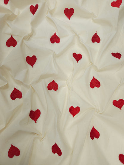 Red Heart Embroidery Cotton Suit Set | 44 Inch Width