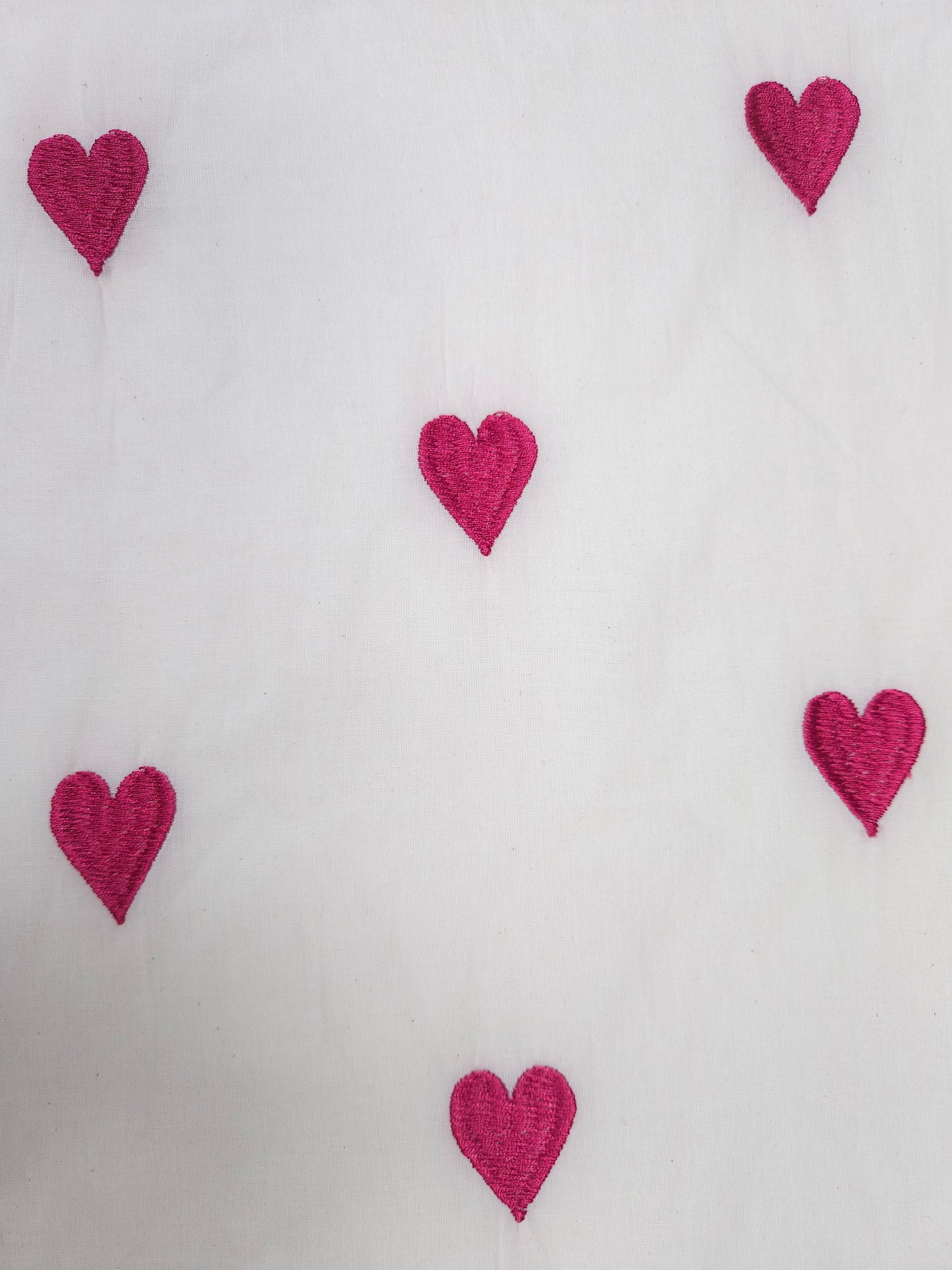 Magenta Heart Embroidery Cotton Suit Set Fabric | 44 Inch Width