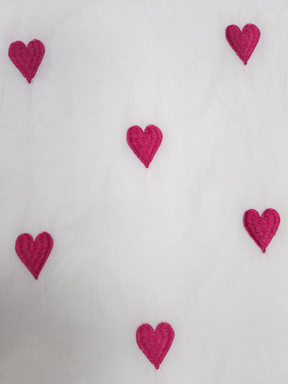 Magenta Heart Embroidery Cotton Suit Set Fabric | 44 Inch Width