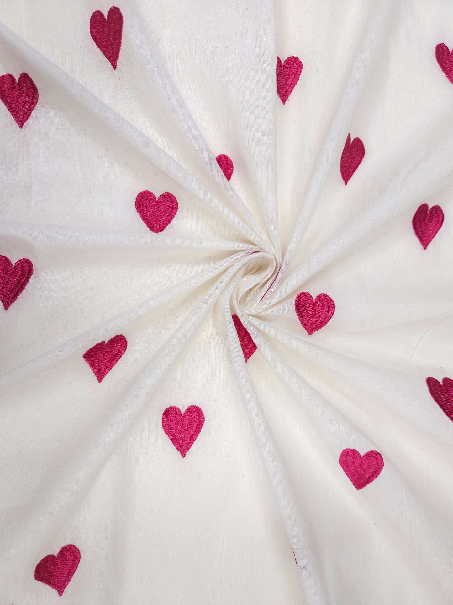 Magenta Heart Embroidery Cotton Suit Set Fabric | 44 Inch Width