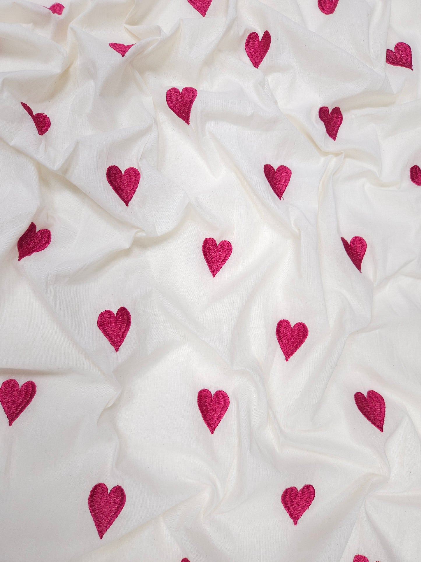 Magenta Heart Embroidery Cotton Suit Set Fabric | 44 Inch Width