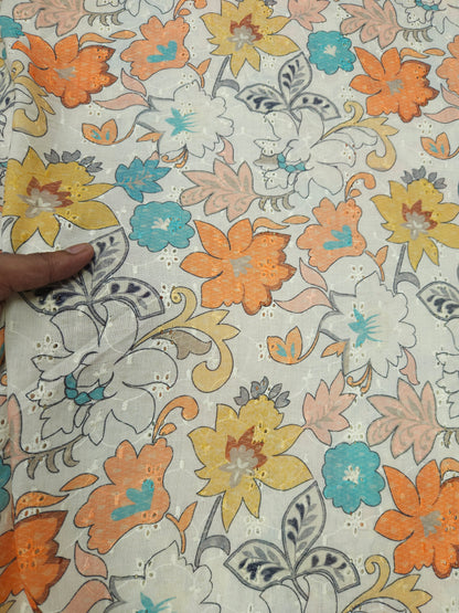 Multi Floral Cotton Hokoba Printed Fabric Suit Set