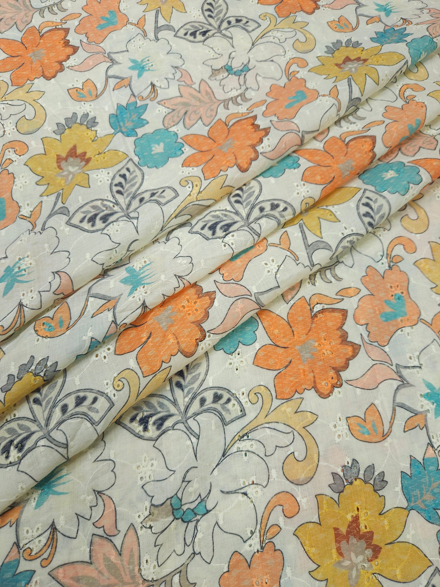 Multi floral Cotton Hokoba Printed Fabric 44 Inch Width