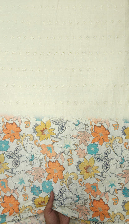 Multi Floral Cotton Hokoba Printed Fabric Suit Set