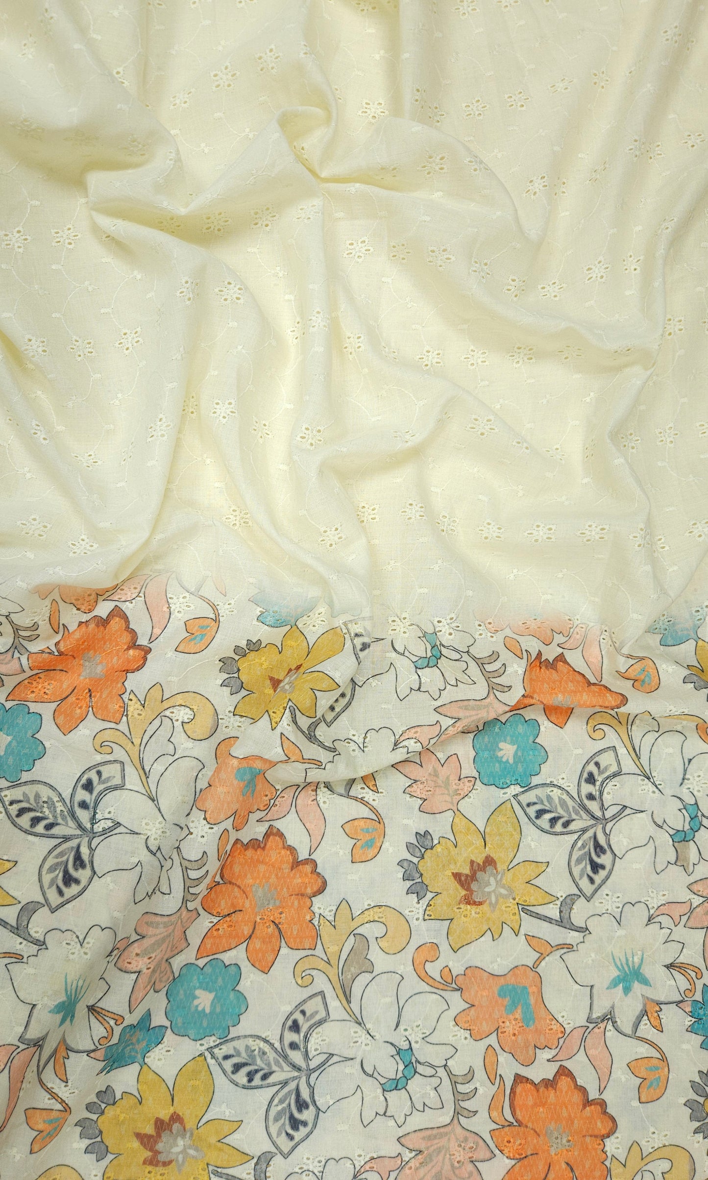 Multi Floral Cotton Hokoba Printed Fabric Suit Set