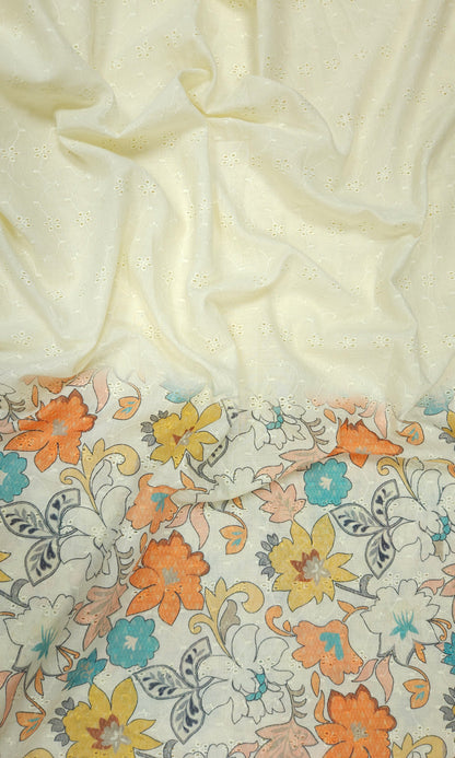 Multi Floral Cotton Hokoba Printed Fabric Suit Set