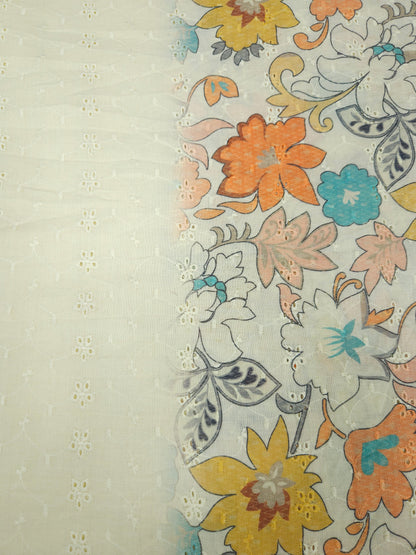 Multi Floral Cotton Hokoba Printed Fabric Suit Set