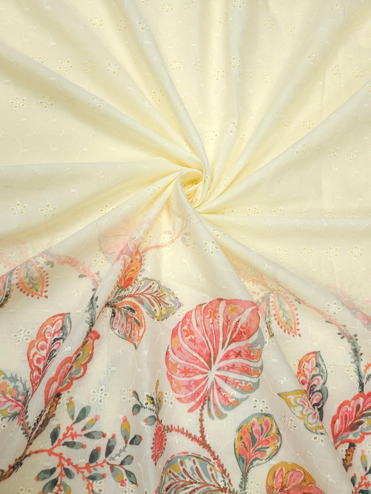 Red Floral Cotton Hokoba Printed Fabric Suit Set