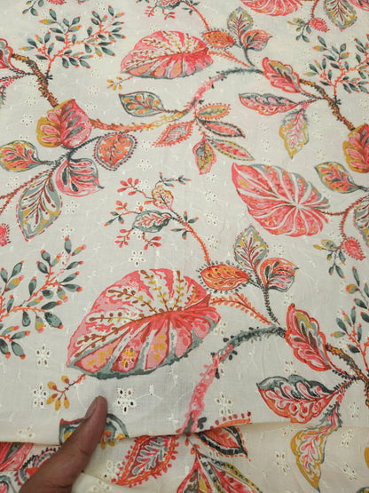 Red Floral Cotton Hokoba Printed Fabric Suit Set