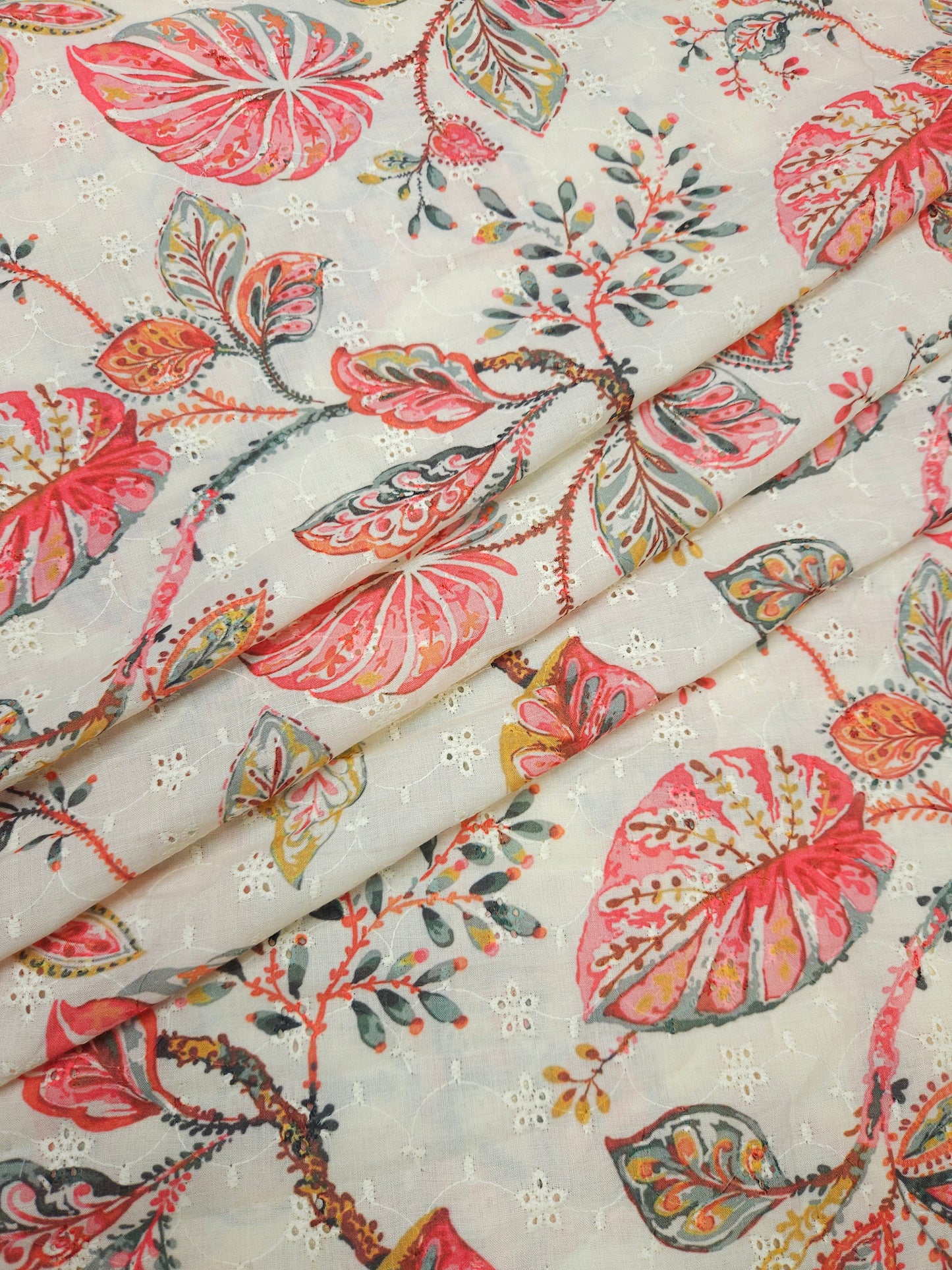 Red Floral Cotton Hokoba Printed Fabric Suit Set