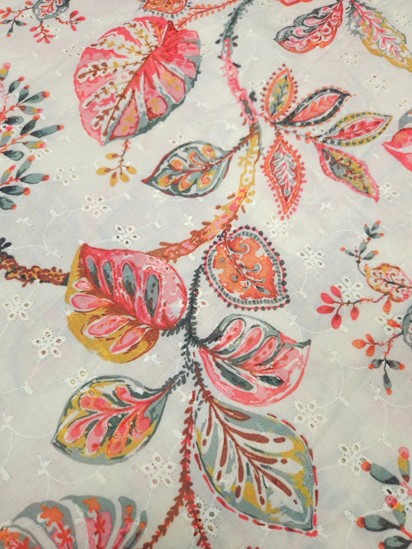 Red Floral Cotton Hokoba Printed Fabric Suit Set